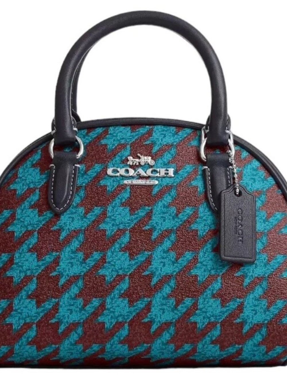 NEW Coach Sydney Satchel Purse Bag in Houndstooth